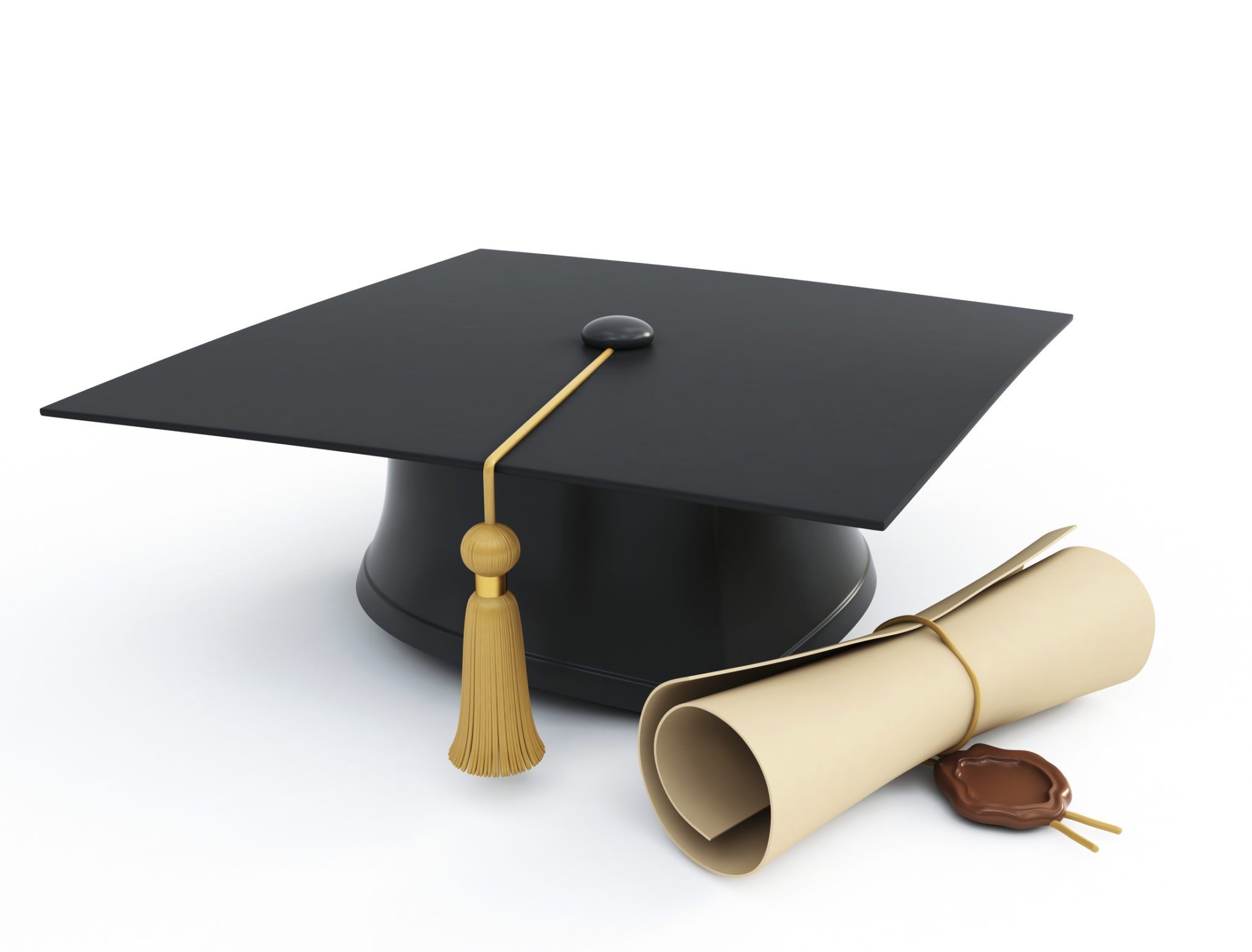 graduation cap diploma isolated on a white background - USAeroFlight.